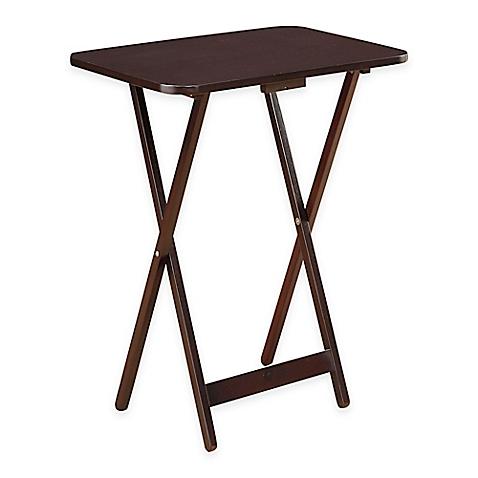 Folding Oversized Wood Tray Table in Espresso