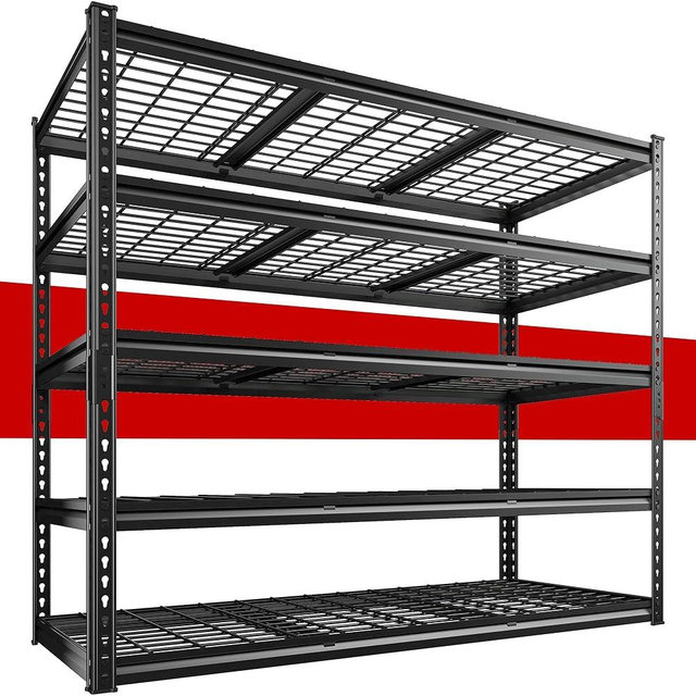 REIBII 55" W Garage Shelving 3000LBS Heavy Duty Storage Shelves 5 Tier Adjustable Metal Shelving Unit for Storage Rack Garage Shelves Industrial Utility Shelf, 55" W x 24" D x 72" H
