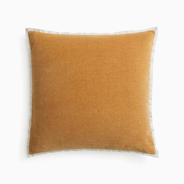 Classic Cotton Velvet Pillow Cover, 20"x20", Golden Oak