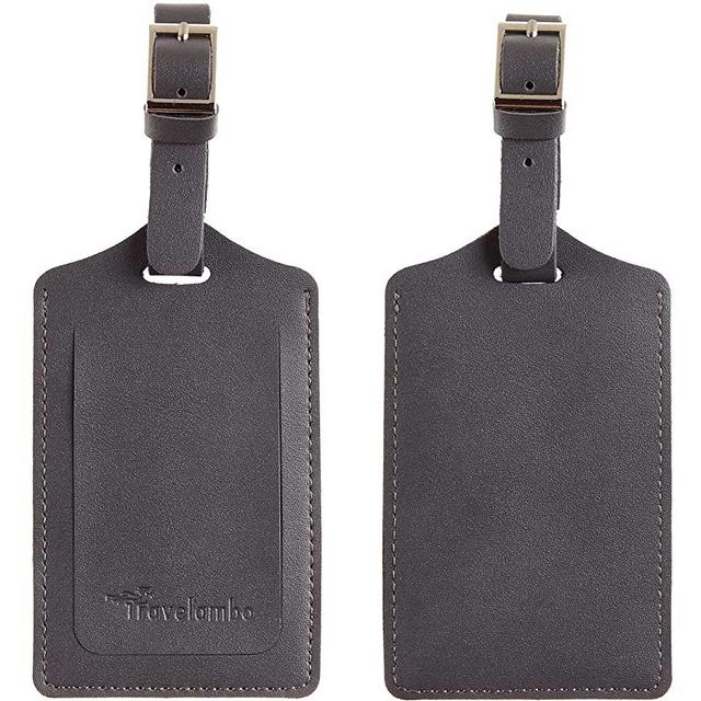 Travelambo Leather Luggage Bag Tags (Deep Grey)