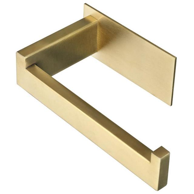 Vanloory Toilet Paper Holder, Self Adhesive Tissue Holder Stainless Steel Rustproof Paper Roll Holder, No Drilling Easy to Install, Toilet Paper Rack Suitable for Office, Bathroom (Brushed Gold)