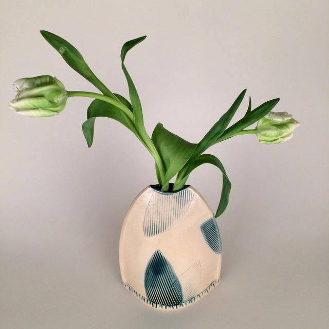 Modern Flower Vase with Abstract Leaf...