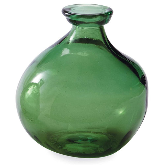 Mud Pie Recycled Green Spanish Rounded Small Glass Vase