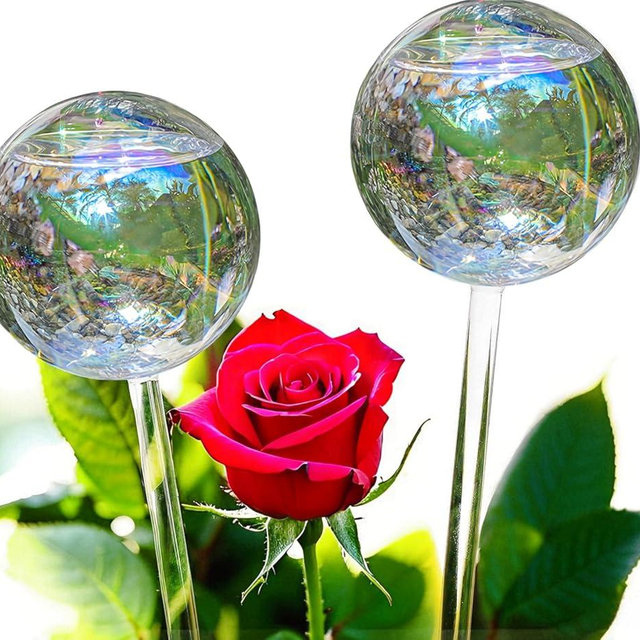 zHzHGuo 13 oz Up 2 Weeks Extra Large Watering Globes, Light Iridescent Plant Watering Globes, Water Globes for Indoor Plants, Watering Globe, 2 Pack