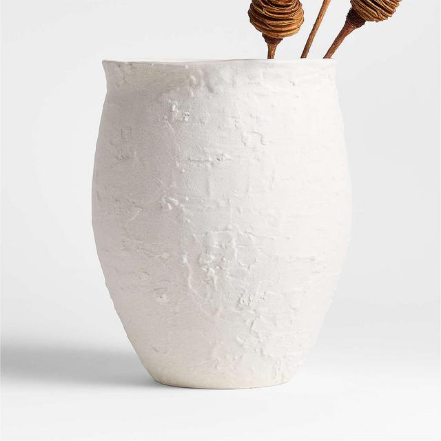 White Textured Ceramic Vase 11"