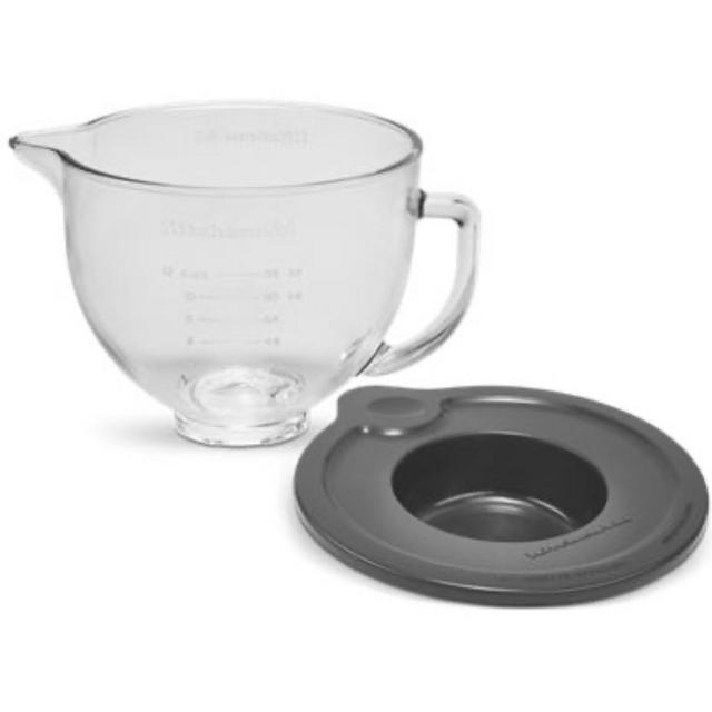 5 Quart Tilt-Head Glass Bowl with Measurement Markings Lid