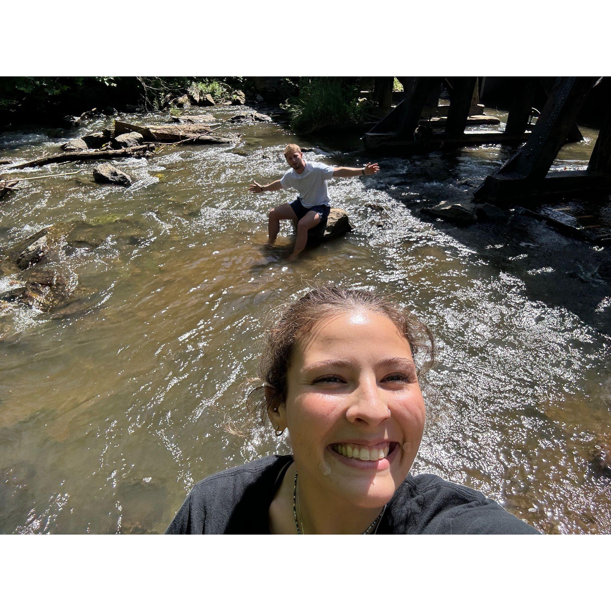 Enjoying the creek on a hot summer day, waiting for Hayley's car to come back from the mechanic.
