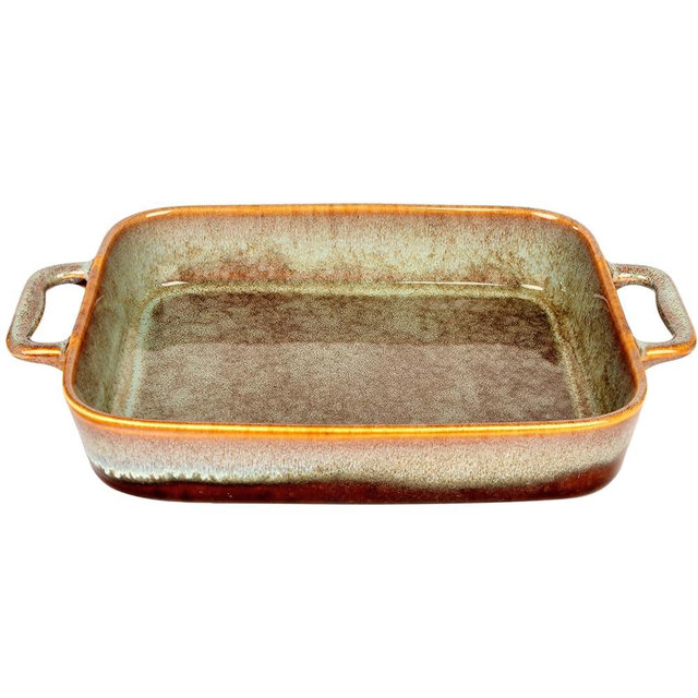 jinsongdafa Rectangular 10 x 8 Casserole Dish, 1.9 Qt Ceramic Au gratin Baking Dish with Handles, or for mixing, salad, pasta plate, Best gift for those who love baking, Microwave, Oven safe