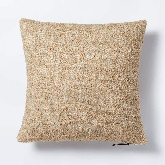 Textured Boucle Square Throw Pillow with Exposed Zipper Neutral/Cream - Threshold™ designed with Studio McGee