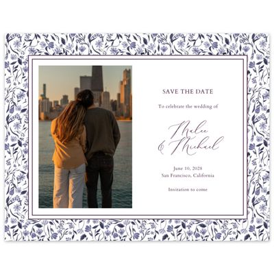Dark Berry, Blue Wedding Digital Save the Date - Ariella Photo