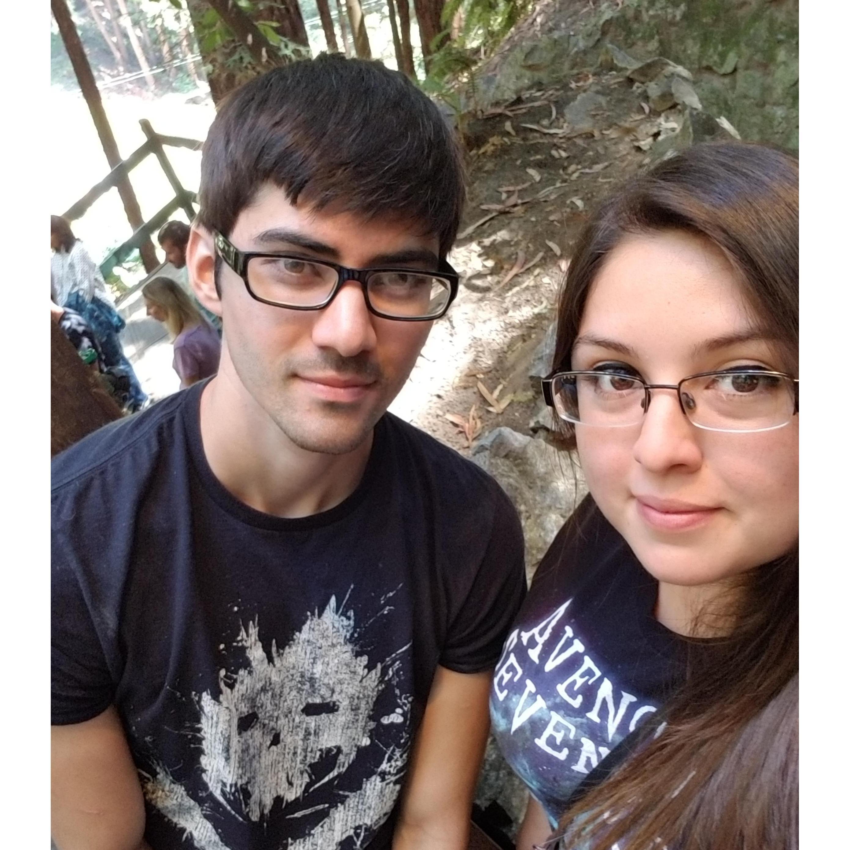 At the "Mystery Spot" in Santa Cruz, CA 😎