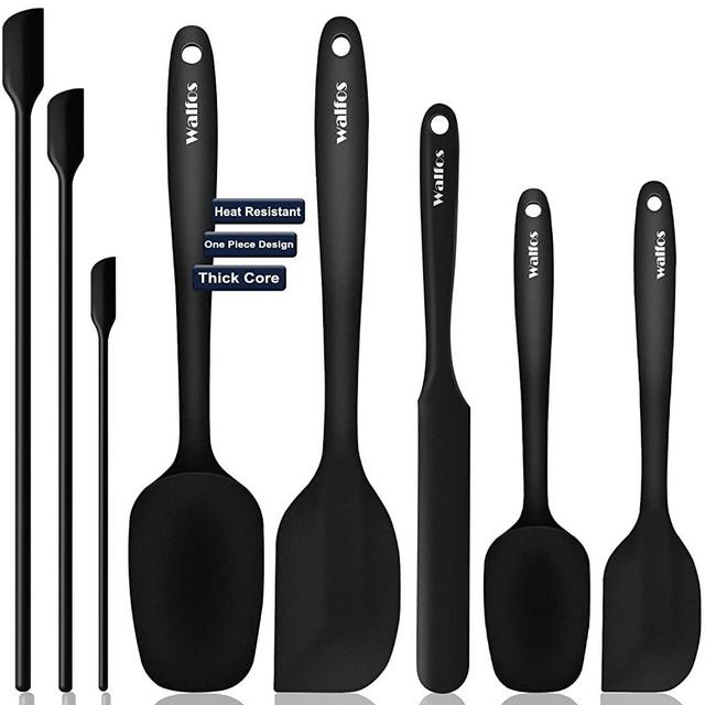 Walfos Silicone Spatula Set of 8 - Heat Resistant Kitchen Silicone Scraper Spatulas & Mini Spatulas, Strong Steel Core & One-Piece Seamless Design, Perfect for Cooking Mixing & for Non-stick Cookware