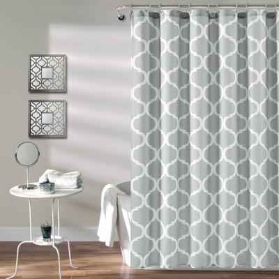 72"X72" Single Geo Shower Curtain Light Gray - Lush Decor