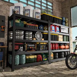VEIKOUS 5 -Tier Heavy Duty Black Metal Utility shelving unit with Ventilated Shelves ( 59.84-in W x 24.02-in D x 71.65-in H )