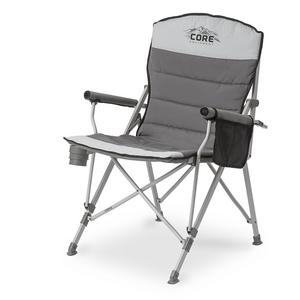 CORE 40021 Equipment Folding Padded Hard Arm Chair with Carry Bag, Gray