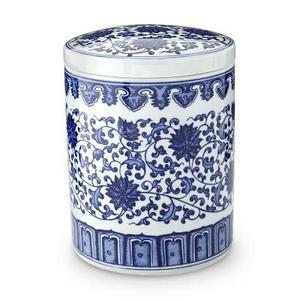 Blue & White Ceramic Canister, Medium