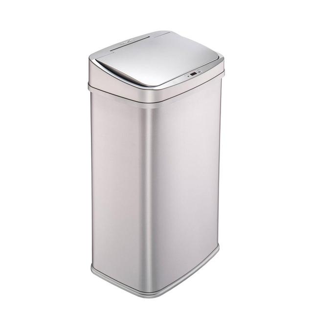 Nine Stars 13gal Motion Sensor Rectangular Shape Stainless Steel Trash Can Silver