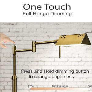 O’Bright Dimmable LED Pharmacy Floor Lamp, 12W LED, Full Range Dimming, 360 Degree Swing Arms, Adjustable Heights, Standing Lamp for Reading, Sewing, and Craft, ETL Listed, Antique Brass (Gold)