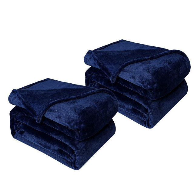 JIAHANNHA 2 Pack Navy Blue Throw Blanket Fleece Throw Blanket for Couch Sofa, Super Soft and Warm Blankets, Plush, Lightweight, Cozy-50"x60"