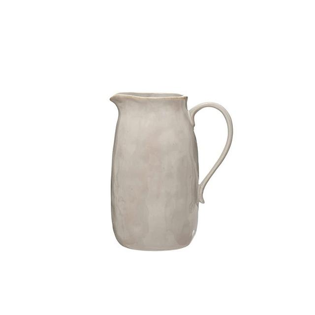 Creative Co-Op Stoneware, Reactive Glaze Pitcher, 62 oz, Greige