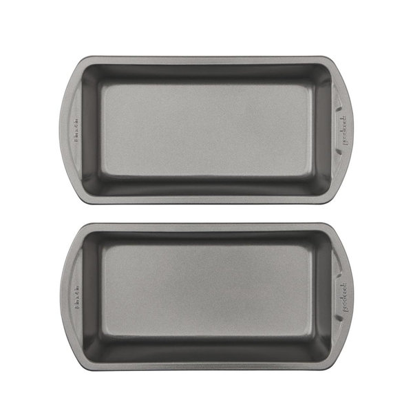 GoodCook Nonstick Loaf Pan 8 x 4-Inch Heavy-Duty Steel Bakeware with Easy-Clean Non-Stick Coating, Oven & Dishwasher Safe Pan for Meatloaf Breads Lasagnas Casseroles & More, Set of 2, Gray