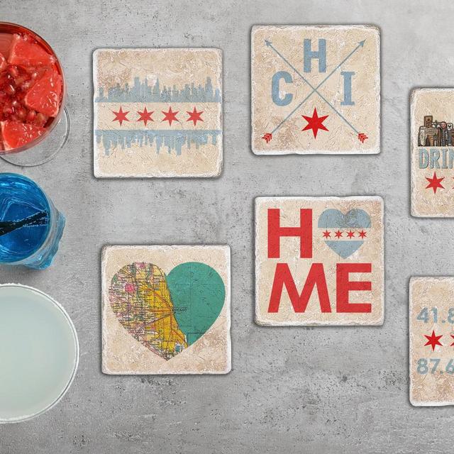 Chicago Coaster Set - Mix & Match - Chicago Flag, Skyline, Drink Local, Neighborhood Map, Coordinates, Arrows, Love, Home