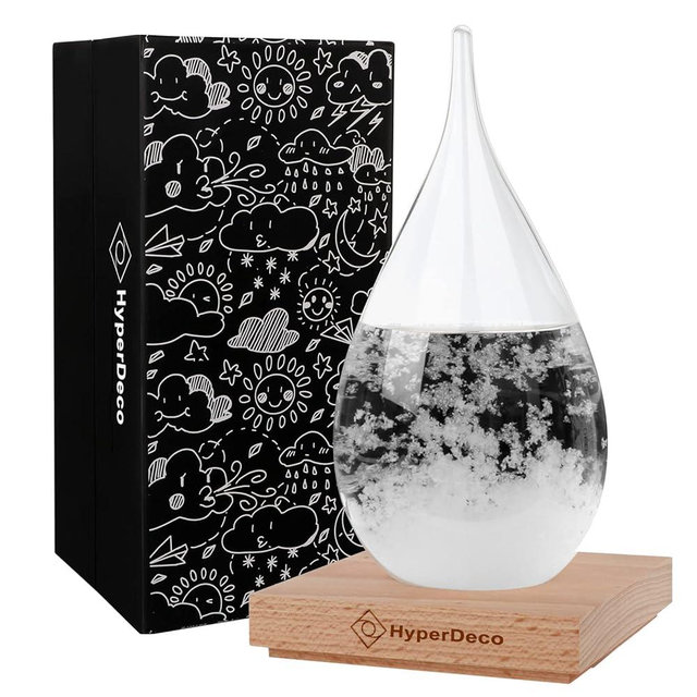 NinGWin Storm Glass Weather Predictor, Weather Predicting Globe Storm Glass Cloud Forecaster, Water Drop Shaped Barometer Bottle Station, Decoration Craft for Home Office, Christmas Gift for Her(XL)