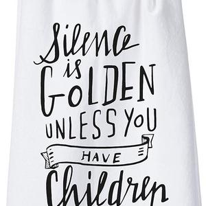 Primitives by Kathy 26951 Lol Cotton Dish Towel, Silence is Golden