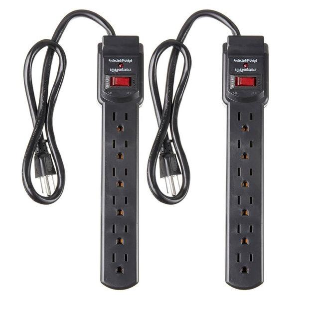 Amazon Basics Set of 2 Power Strips (Black)
