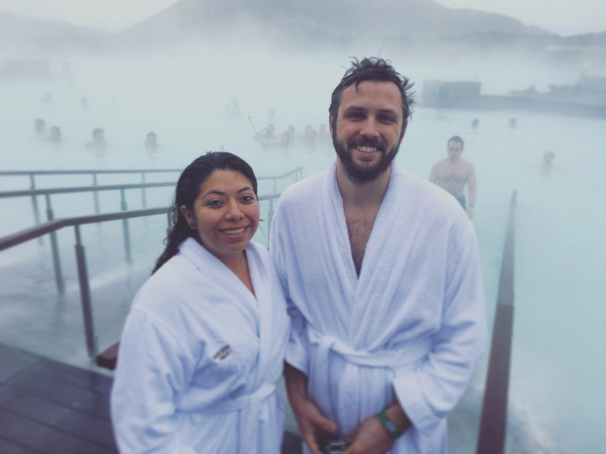 Exploring the Blue Lagoon in Iceland.