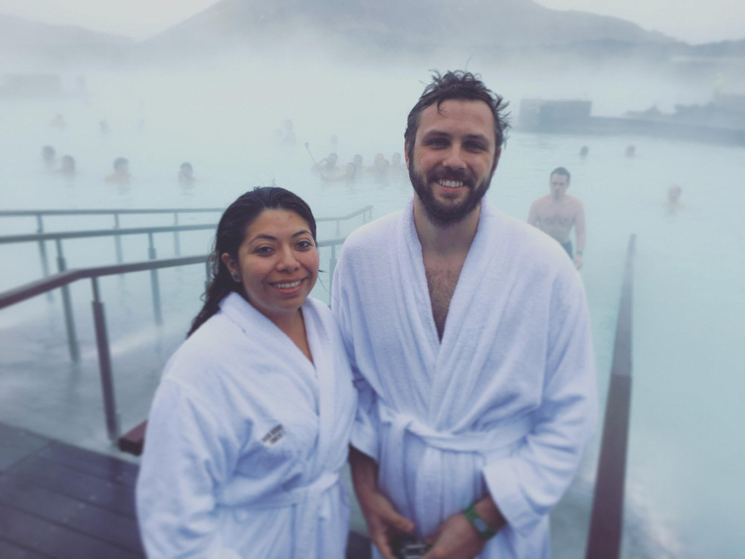 Exploring the Blue Lagoon in Iceland.