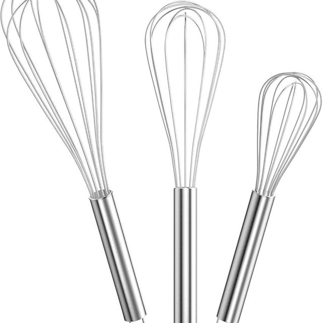 3 Pack Metal Whisk Set 8'' 10'' 12'', Manual Mini Whisk for - Egg, Balloon, Cooking, Blending, Beating, Stirring