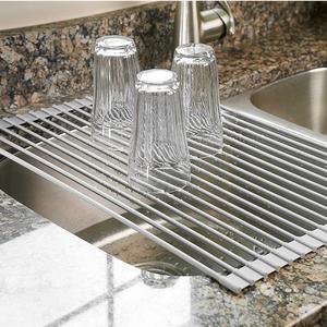Surpahs Over the Sink Multipurpose Roll-Up Dish Drying Rack (Warm Gray, Large)