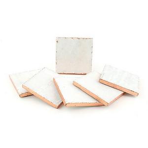 Thirstystone® White Marble with Copper Edge Square Single Coaster