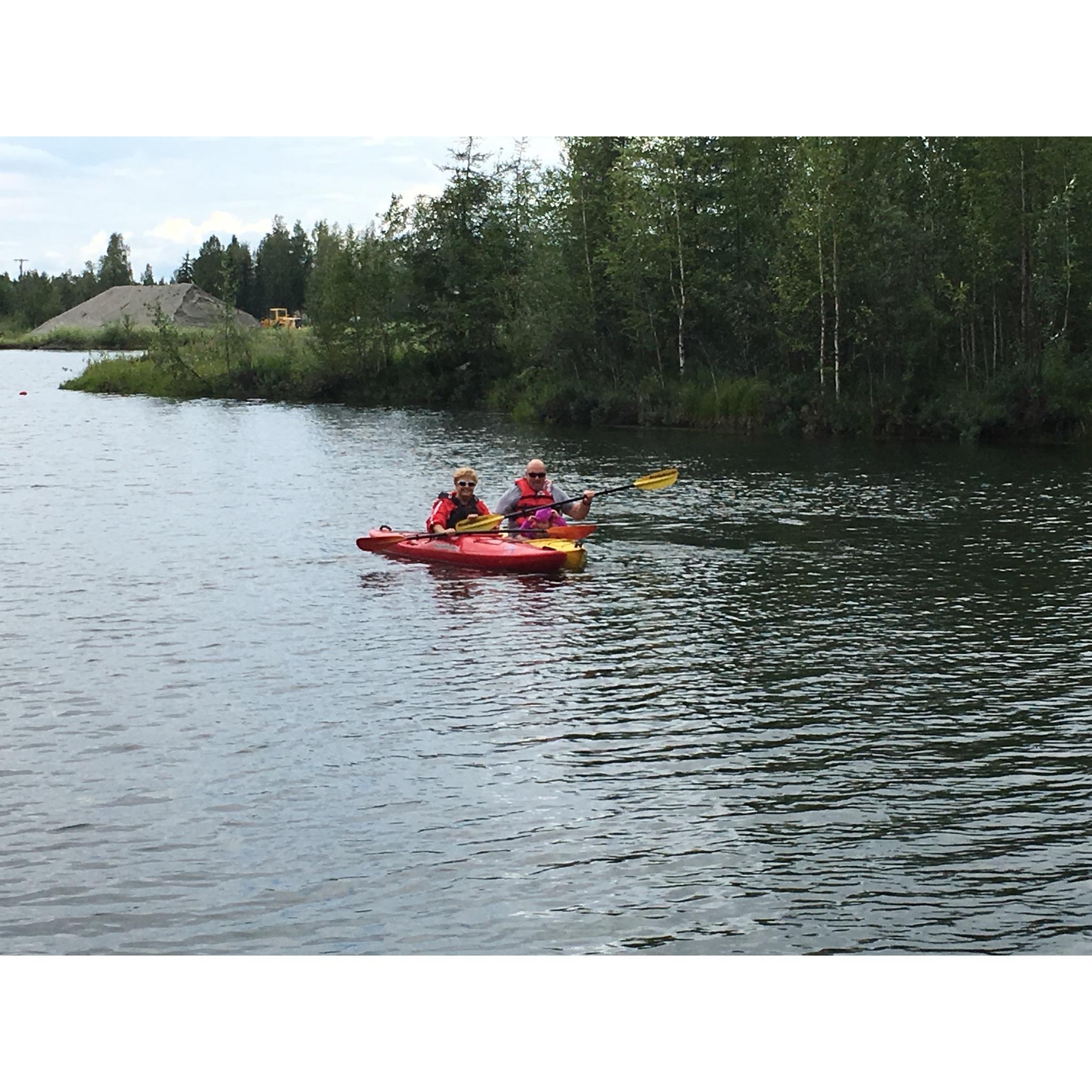 First Time in Kayaks together, Chena River Alaska