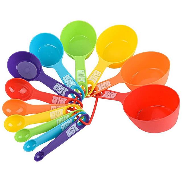 Nstezrne Measuring Cups and Spoons Set, 12 Pieces Plastic Measuring Cups Spoons, Plastic 6 Measuring Spoons for Baking and Cooking 6 Measuring Cups Mixing Color