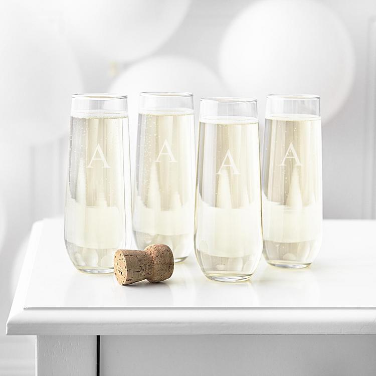 Personalized Stemless Champagne Glass Flute