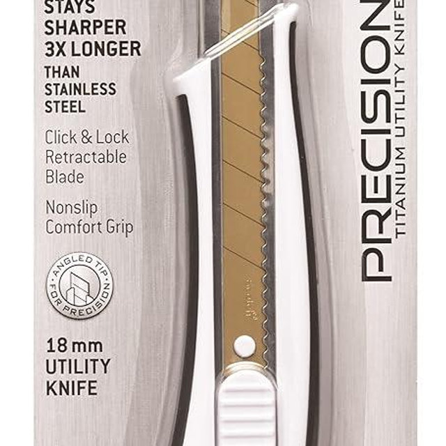 Scotch Titanium Snap-Off Utility Knife – Large 18mm Heavy-Duty Cutter with Locking Retractable Blade, Comfort Grip (Titanium 3X Sharper, Ideal for Boxes & Crafts)