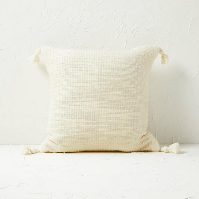 Textured Solid Square Throw Pillow Cream - Opalhouse™ designed with Jungalow