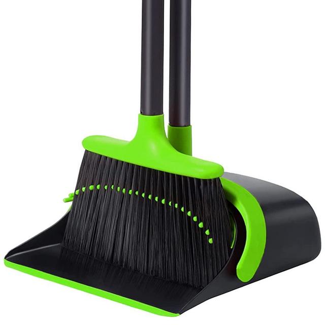 Broom and Dustpan Set for Home, Upgrade 52" Long Handle Broom and Dustpan Set, Broom with Dustpan Combo Set for Home Kitchen Room Office Lobby Indoor Floor Cleaning