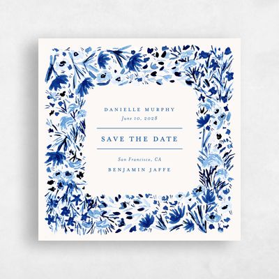 Cobalt, Blue Wedding Save the Date - Giverny Square