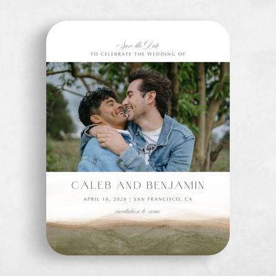 Brown Rounded Wedding Save the Date - Dew Photo
