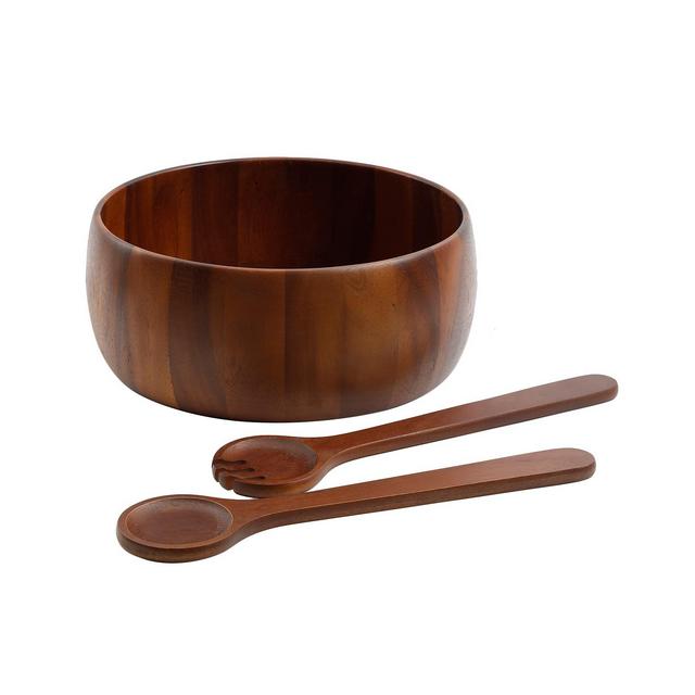 Chestnut 3 Piece Salad Bowl with Servers Set