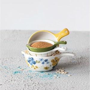 Creative Co-Op Hand-Painted Stoneware Measuring Cups