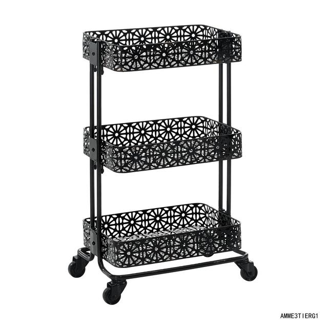 Metal Three Tier Cart Black - Linon