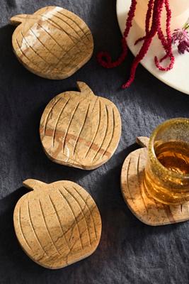 Marble Pumpkin Coasters, Set of 4