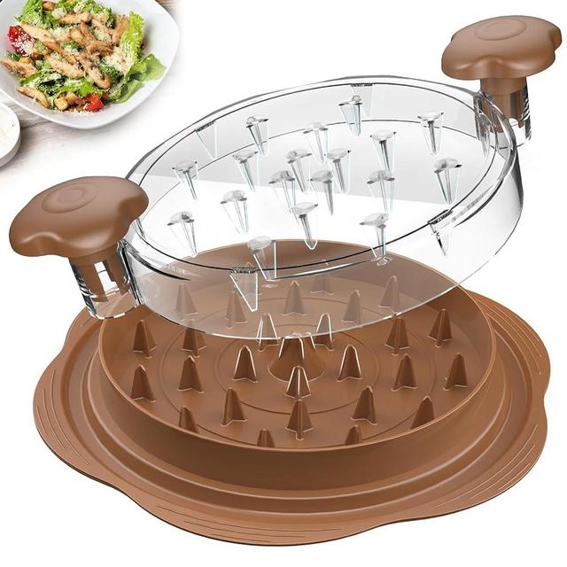 Chicken Shredder Large Chicken Breast Shredder Tool Twist with Brush&Fork, Visible Meat Shredder Machine, Anti-Slip Strip, Ergonomic Handle, BPA Free, Suitable for Pork Beef Chicken(Brown)