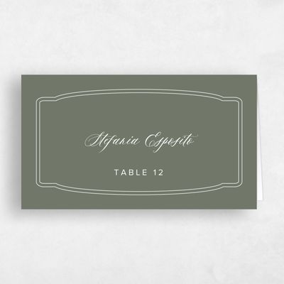 Green Typography Wedding Place Card - Ivette