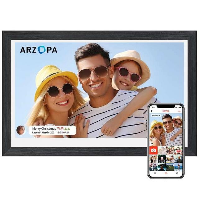 ARZOPA Digital Picture Frame 15.6" Smart WiFi IPS Touch Screen Up to 128GB Electronic Photo FRAMEO Wall Mountable Easy Setup to Share Photos Videos Instantly