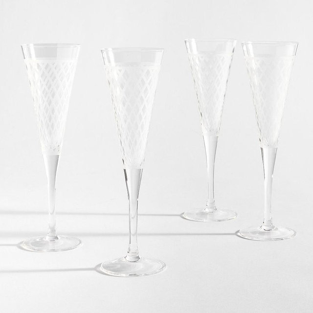 Monique Lhuillier Trelliage Champagne Flutes, Set of 4 - Clear